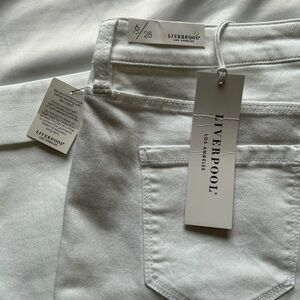 NEW NWT LIVERPOOL ‘The Crop’ White Cuffed Denim Jeans Women’s Sz 6 / 28